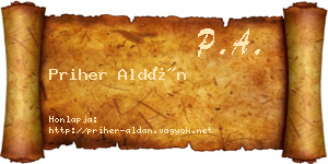 Priher Aldán névjegykártya